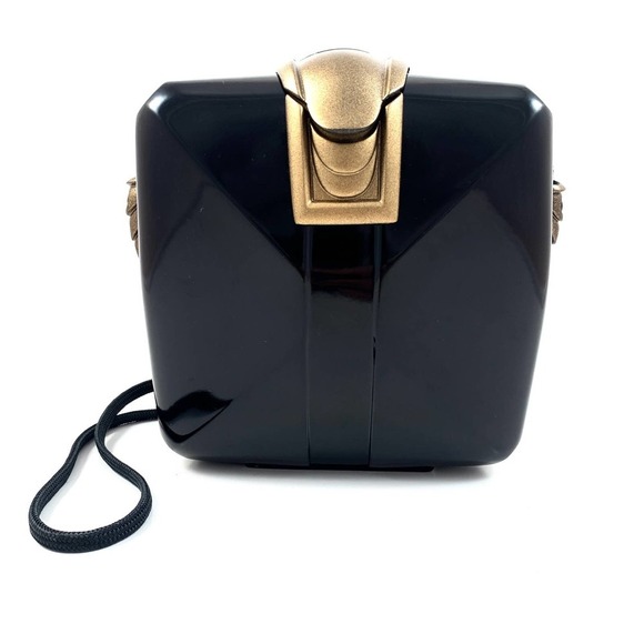 1980's signed MARC LEVINE lacquered black box bag - Picture 9 of 10